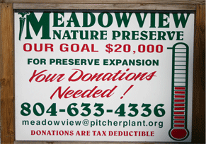 Meadowview Nature Preserve for Preservation Expainsion Caroline County Sign