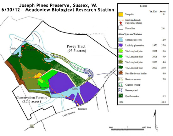 Jospeh Pines Preserve Map June 30, 2012